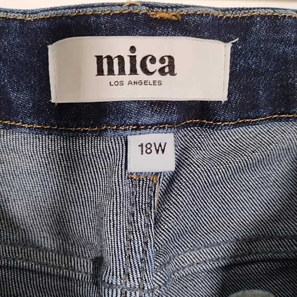 Mica Los Angeles Womens 18W Jeans Dark Wash High Rise Distressed Frayed Bootcut - Picture 2 of 9